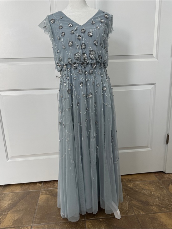 Adrianna Papell Dresses & Skirts - Silver Blue Beaded Evening Gown